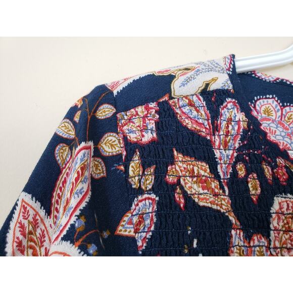 Lucky Brand Womens Top Size M Floral Boho Peasant Blouse Long Sleeve Fairy - Picture 4 of 9